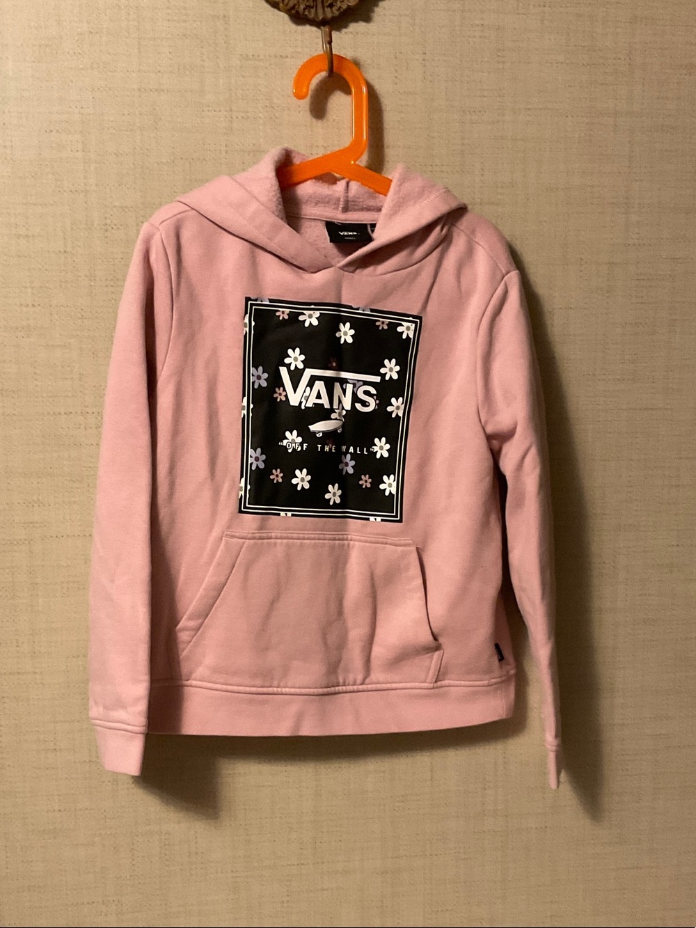 Vans Kids Pink Hoodie with Black Floral Box Logo